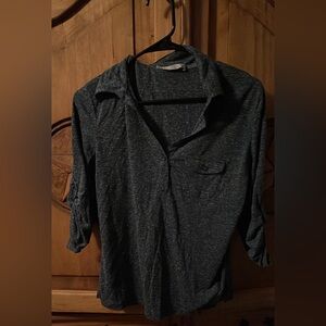 Riders by Lee quarter sleeve button style shirt. Charcoal colored.